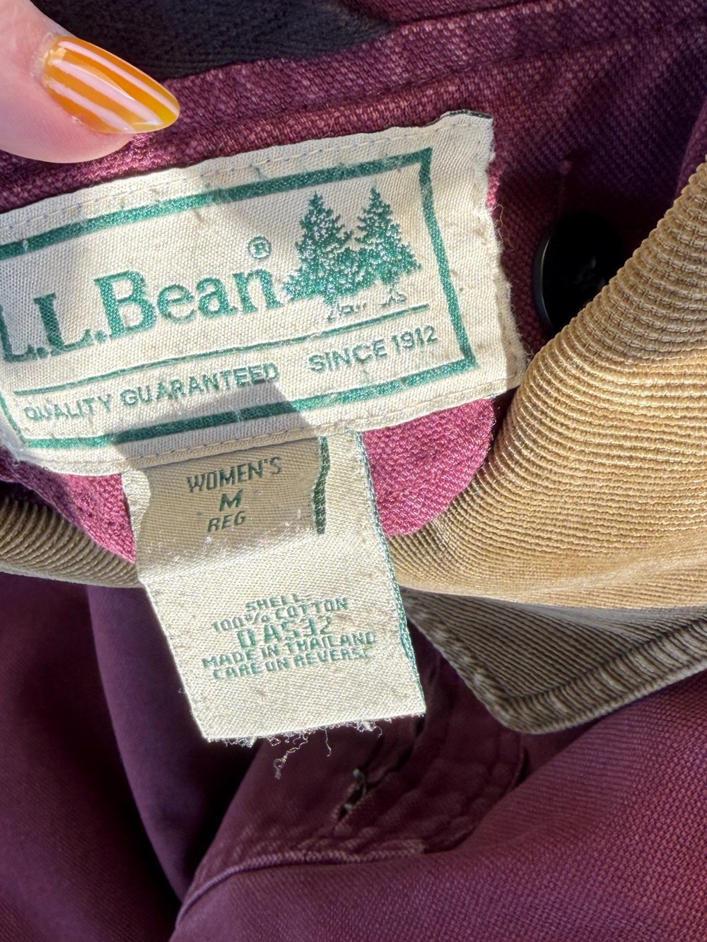 LLbean field coat barn jacket chore plum corduroy plaid lined coat burgundy - Picture 13 of 13